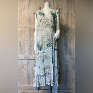 ALL SAINTS brand “Dela Ngaru” midi length wrap dress in soft green. NWT
